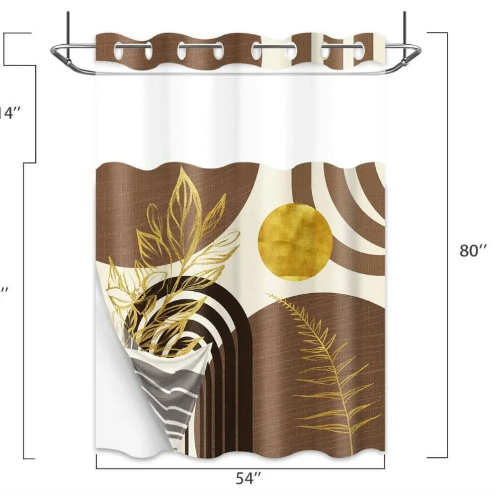 Boho Modern Hook-less Shower Curtain with Snap in Liner, 54
